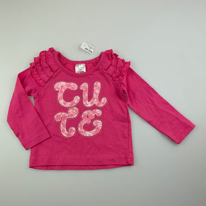 Girls Tiny Little Wonders, pink cotton long sleeve top / tee, EUC, size 000