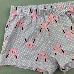 Girls Kids & Co Baby, soft cotton shorts, rabbits, GUC, size 00