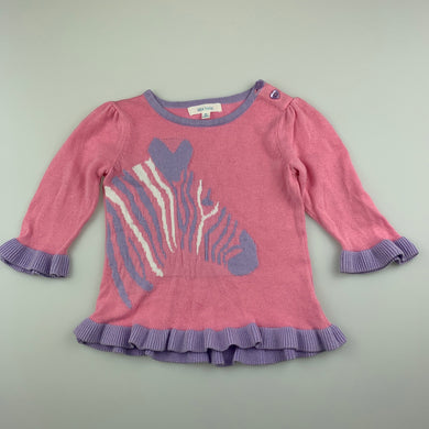 Girls Mix Baby, knitted cotton sweater / jumper, zebra, GUC, size 00
