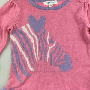 Girls Mix Baby, knitted cotton sweater / jumper, zebra, GUC, size 00