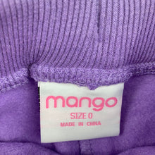 Load image into Gallery viewer, Girls Mango, purple fleece lined track / sweat pants, owl, GUC, size 0