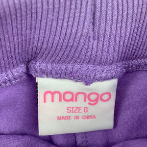 Girls Mango, purple fleece lined track / sweat pants, owl, GUC, size 0