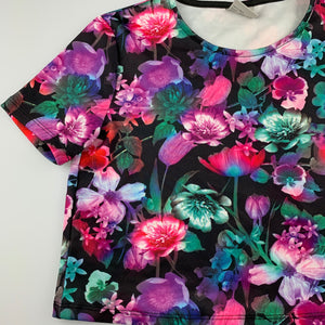 Girls Emerson, soft stretchy floral cropped top, L: 38cm shoulder to hem, EUC, size 12