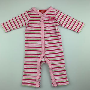 Girls Sprout, pink stripe waffle cotton romper, GUC, size 000