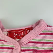 Load image into Gallery viewer, Girls Sprout, pink stripe waffle cotton romper, GUC, size 000