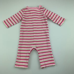 Girls Sprout, pink stripe waffle cotton romper, GUC, size 000