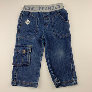 Boys Target, blue denim pants, elasticated, GUC, size 1