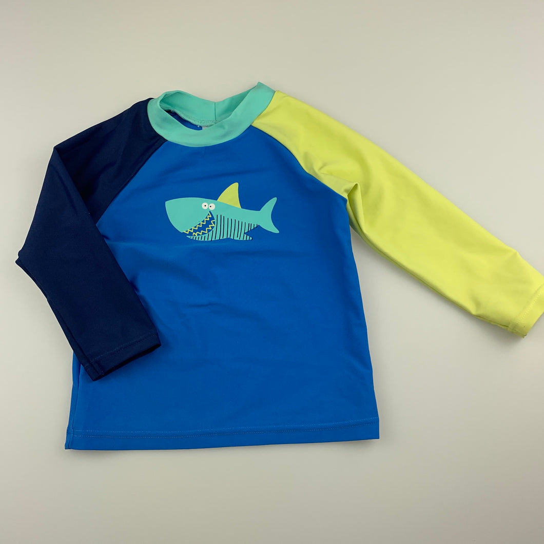 Boys Target, long sleeve rashie / swim top, shark, GUC, size 1