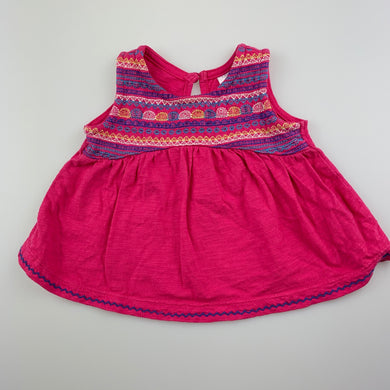 Girls Target, pink cotton summer top, embroidered, GUC, size 00