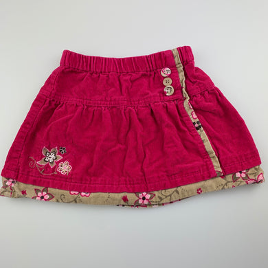 Girls Target, pink cotton corduroy skirt, elasticated, GUC, size 1