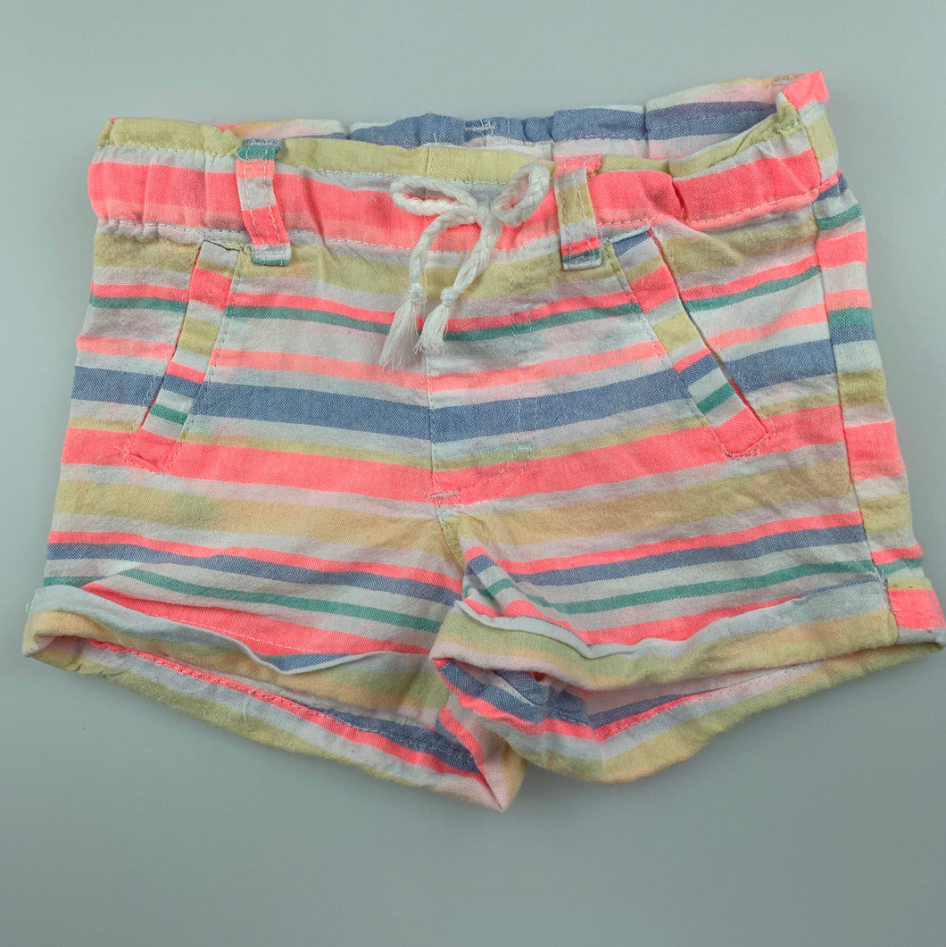 Girls Pumpkin Patch, lightweight striped shorts, adjustable, GUC, size 0