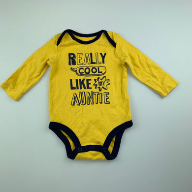 Boys Carter's, yellow cotton bodysuit / romper, GUC, size 3 months