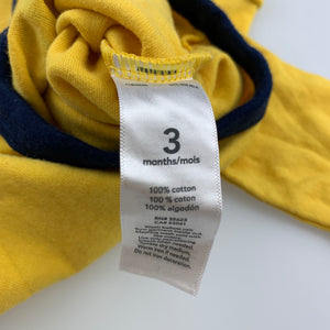 Boys Carter's, yellow cotton bodysuit / romper, GUC, size 3 months
