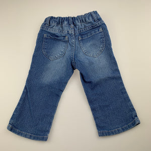 Girls H+T, blue stretch denim jeans, adjustable, GUC, size 1