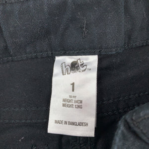 Girls H&T, black stretch cotton pants, adjustable, EUC, size 1