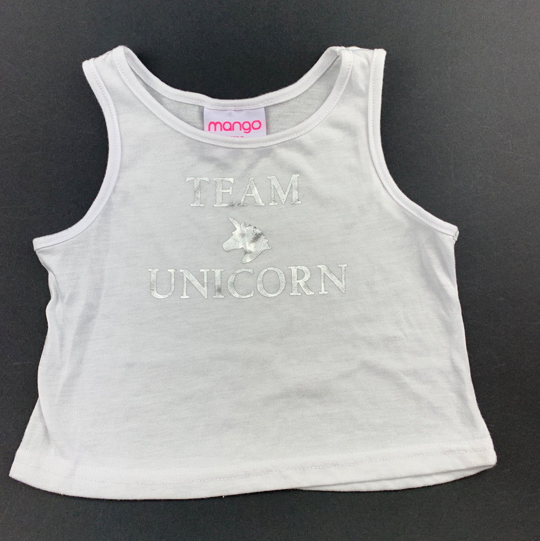 Girls Mango, soft feel tank top / t-shirt, unicorn, EUC, size 2