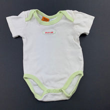 Load image into Gallery viewer, Unisex Baby Patch, white &amp; green cotton bodysuit / romper, GUC, size 000