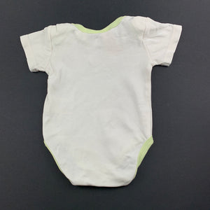 Unisex Baby Patch, white & green cotton bodysuit / romper, GUC, size 000