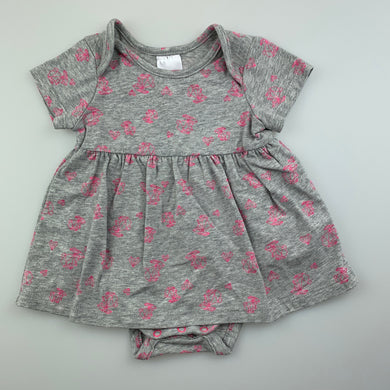 Girls Target, grey soft stretchy romper dress, rabbits, EUC, size 000