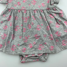 Load image into Gallery viewer, Girls Target, grey soft stretchy romper dress, rabbits, EUC, size 000