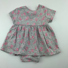 Load image into Gallery viewer, Girls Target, grey soft stretchy romper dress, rabbits, EUC, size 000