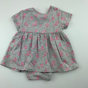 Girls Target, grey soft stretchy romper dress, rabbits, EUC, size 000