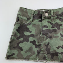 Load image into Gallery viewer, Girls Cotton On, khaki camo print stretch cotton skirt, adjustable, FUC, size 1