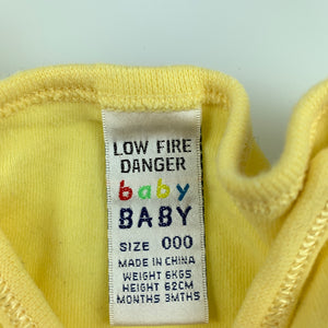 Boys Baby Baby, yellow soft cotton bodysuit / romper, dog, GUC, size 000