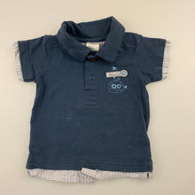 Load image into Gallery viewer, Boys Max and Tilly, blue soft stretchy polo shirt / top, GUC, size 000