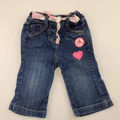 Girls Target, blue denim jeans, elasticated, GUC, size 00