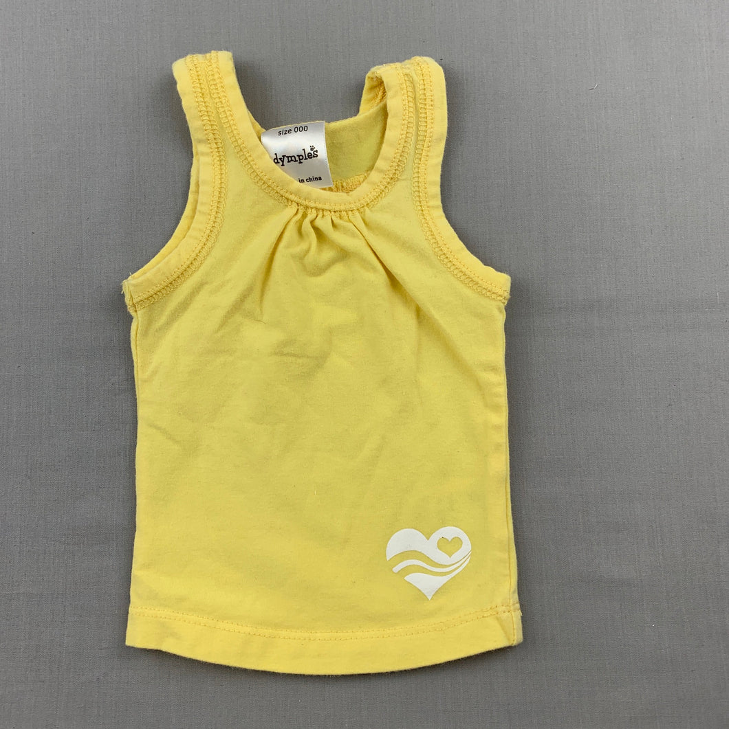 Girls Dymples, yellow tank top / t-shirt, heart, GUC, size 000