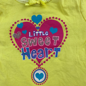 Girls Baby Biz, yellow cotton t-shirt / top, heart, GUC, size 000
