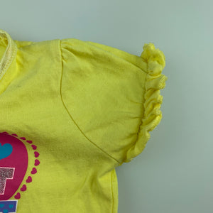 Girls Baby Biz, yellow cotton t-shirt / top, heart, GUC, size 000