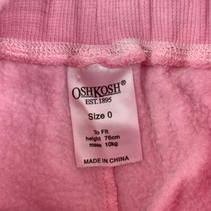 Girls Osh Kosh, pink fleece lined track / sweat pants, GUC, size 0