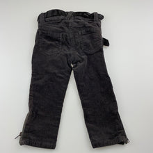 Load image into Gallery viewer, Girls Sista, grey stretch corduroy pants, adjustable, Inside leg: 30cm, GUC, size 2
