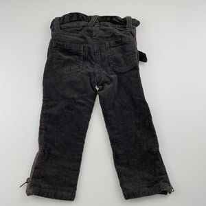 Girls Sista, grey stretch corduroy pants, adjustable, Inside leg: 30cm, GUC, size 2