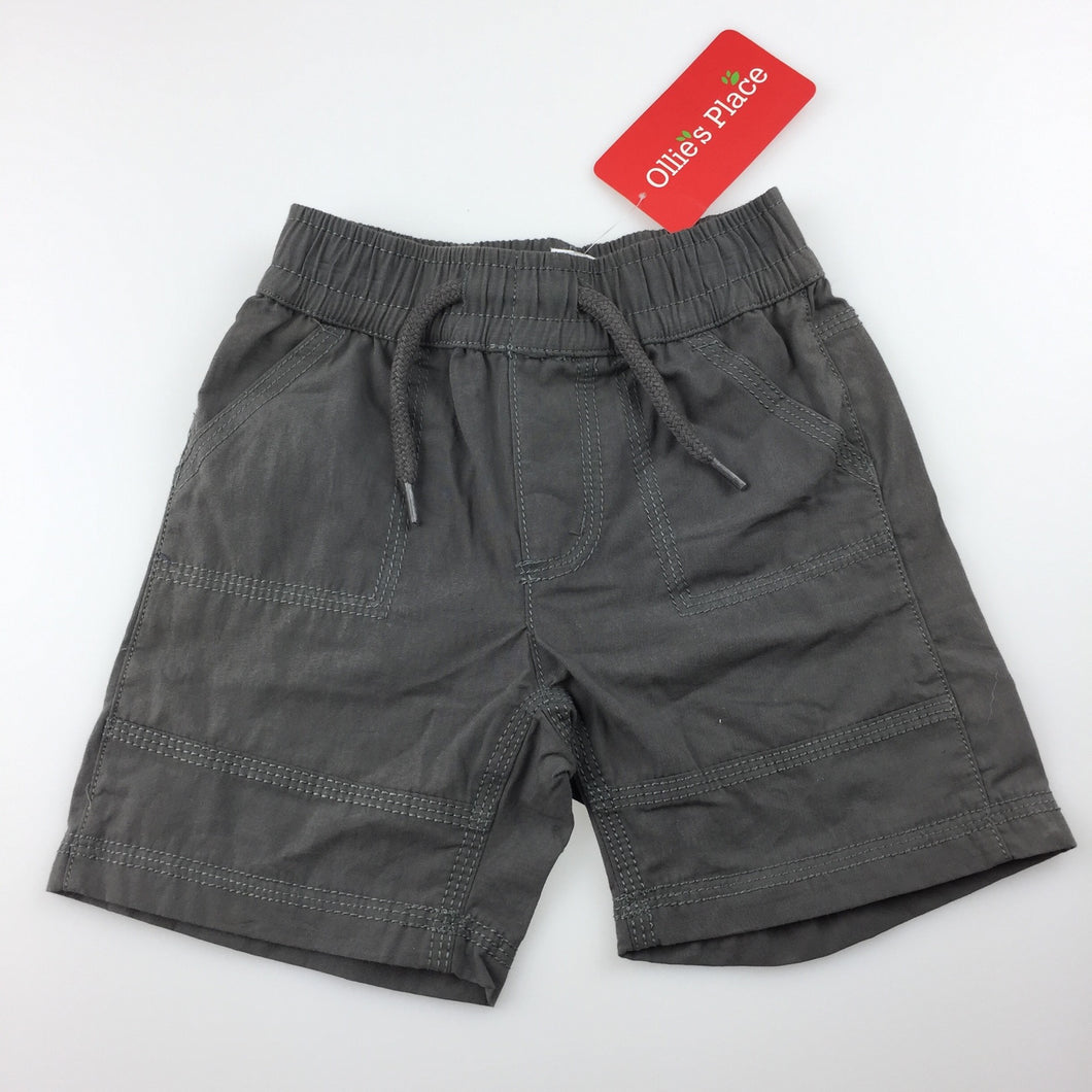 Boys Ollie's Place, grey lightweight cotton shorts, elasticated, NEW, size 00