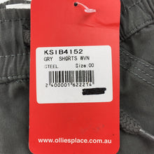 Load image into Gallery viewer, Boys Ollie&#39;s Place, grey lightweight cotton shorts, elasticated, NEW, size 00