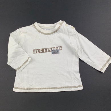 Boys Baby Biz, cream cotton long sleeve t-shirt / top, FUC, size 00