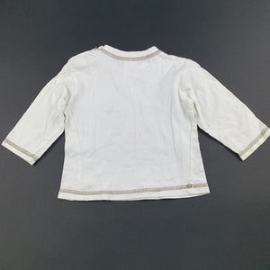Boys Baby Biz, cream cotton long sleeve t-shirt / top, FUC, size 00