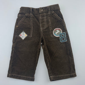 Boys Stix n Stones, brown cotton corduroy pants, elasticated, EUC, size 0
