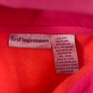 Girls First Impressions, coral fleece lined zip hooded sweater, NEW, size 00