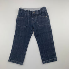 Load image into Gallery viewer, Boys Sprout, dark denim pants / jeans, elasticated, GUC, size 0