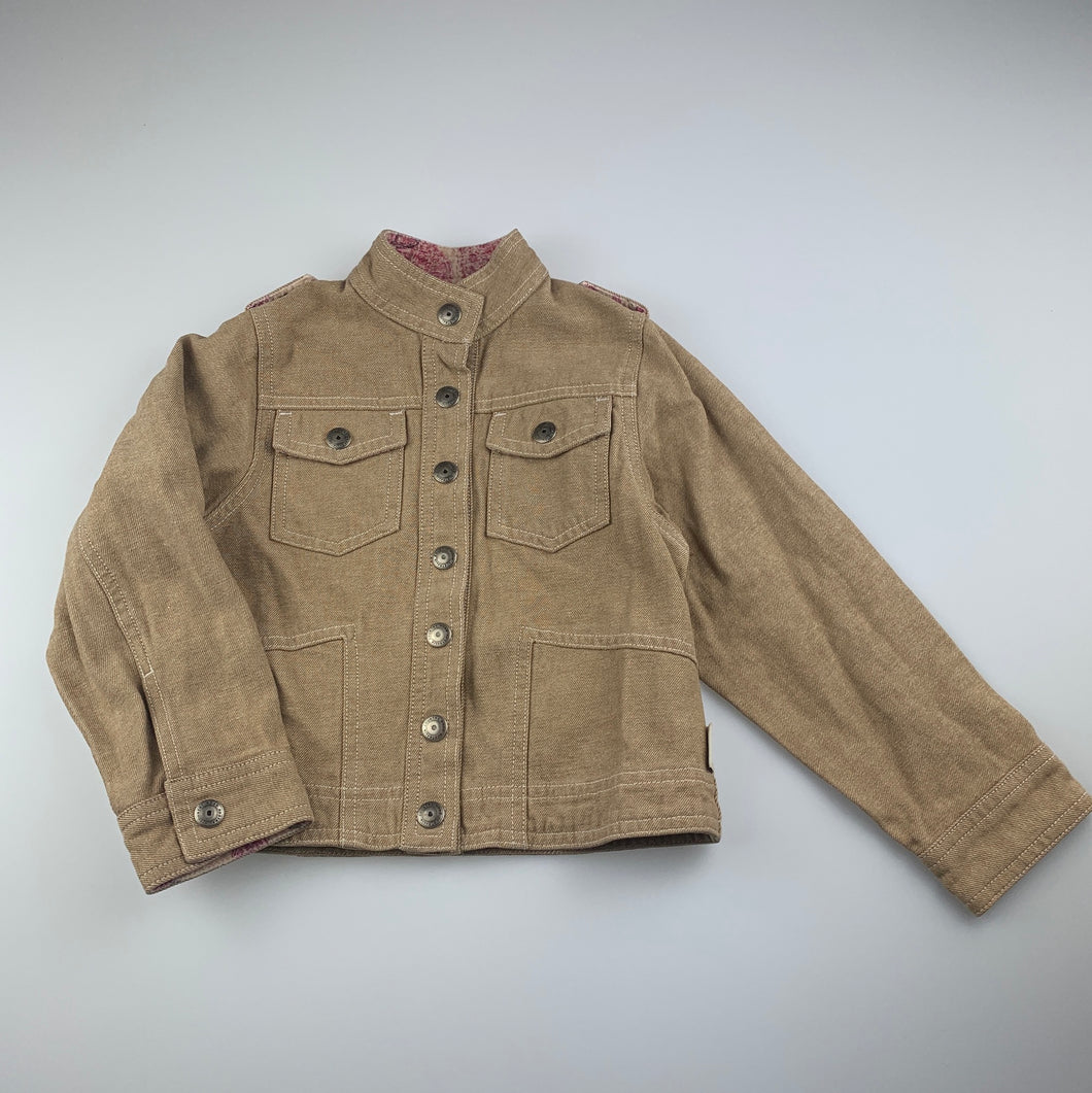 Girls Country Road, stone denim jacket, popper fastening, EUC, size 3