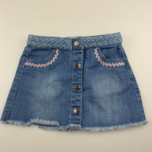 Load image into Gallery viewer, Girls Piping Hot, blue stretch denim skirt, adjustable, GUC, size 3