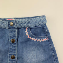 Load image into Gallery viewer, Girls Piping Hot, blue stretch denim skirt, adjustable, GUC, size 3