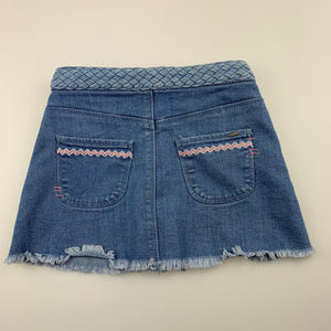 Girls Piping Hot, blue stretch denim skirt, adjustable, GUC, size 3