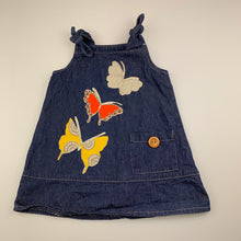 Load image into Gallery viewer, Girls Keiki Designs, cute denim dress, applique butterflies, EUC, size 1