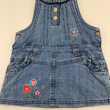 Load image into Gallery viewer, Girls Target, blue denim overalls dress / pinafore, GUC, size 1