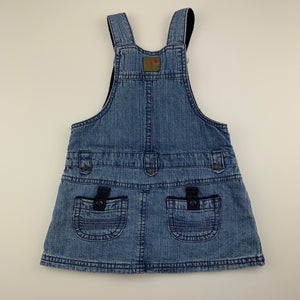 Girls Target, blue denim overalls dress / pinafore, GUC, size 1